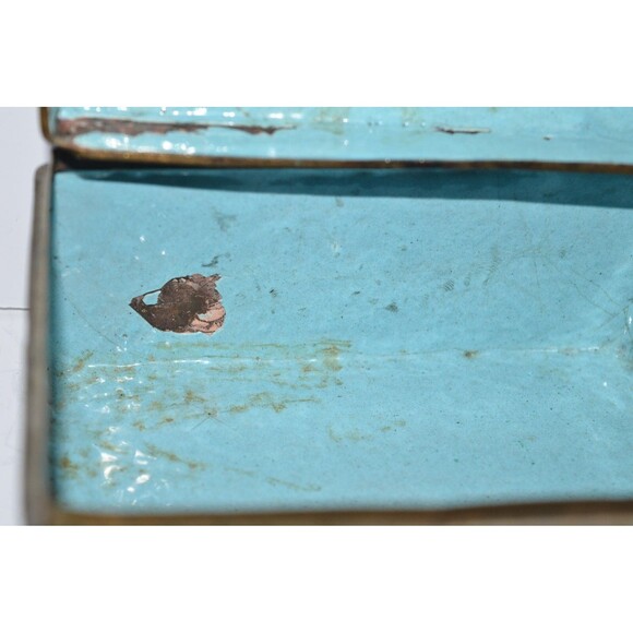 Vtg Chinese Enamel Brass Trinket Box Damaged Blue floral flaws - Picture 13 of 15